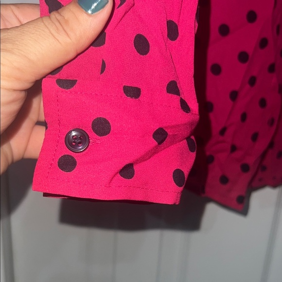 Jones New York Red and Black Polka Dot Button Down Shirt - Picture 4 of 7